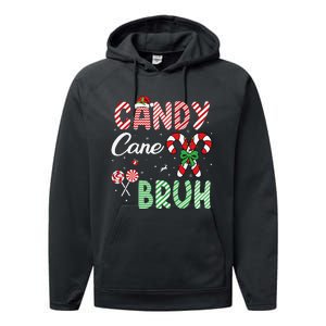 Candy Cane Bruh Funny Christmas Holiday Gift Performance Fleece Hoodie