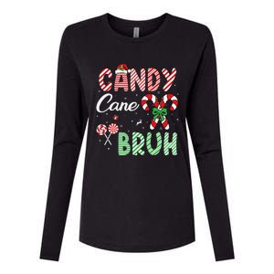 Candy Cane Bruh Funny Christmas Holiday Gift Womens Cotton Relaxed Long Sleeve T-Shirt