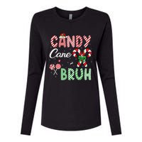 Candy Cane Bruh Funny Christmas Holiday Gift Womens Cotton Relaxed Long Sleeve T-Shirt