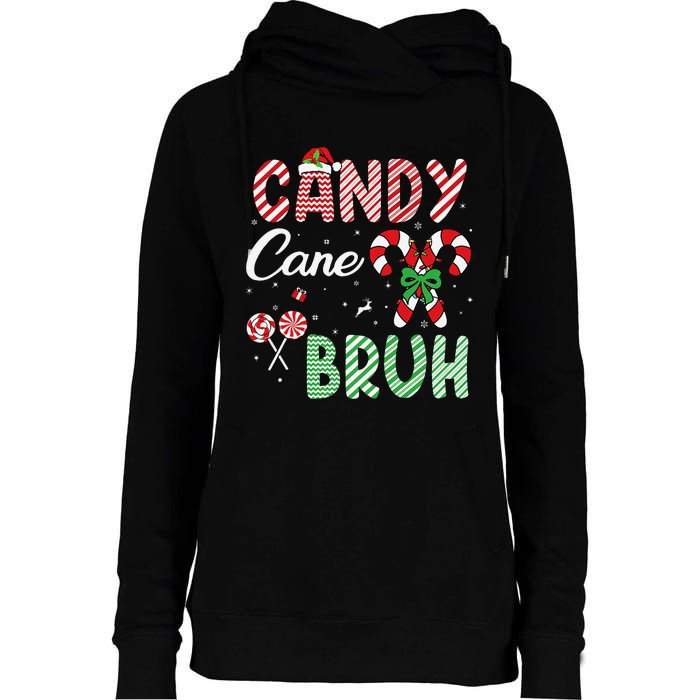 Candy Cane Bruh Funny Christmas Holiday Gift Womens Funnel Neck Pullover Hood