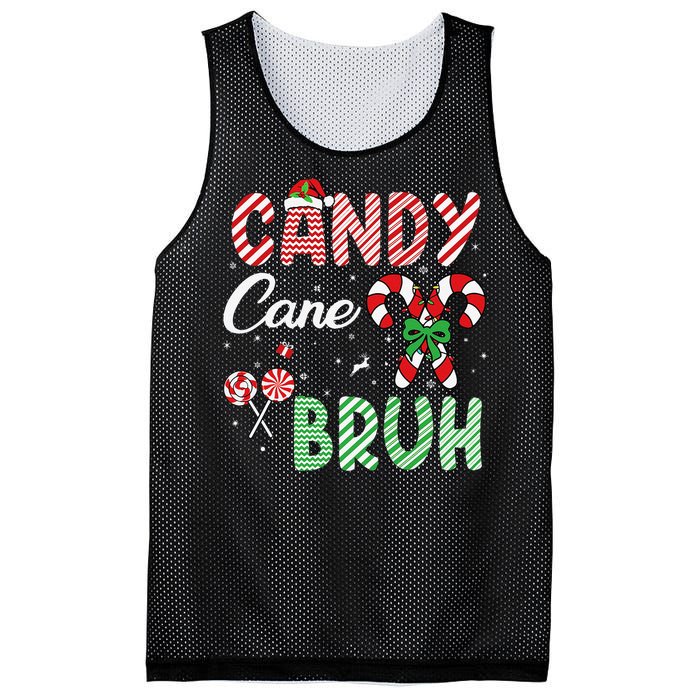 Candy Cane Bruh Funny Christmas Holiday Gift Mesh Reversible Basketball Jersey Tank