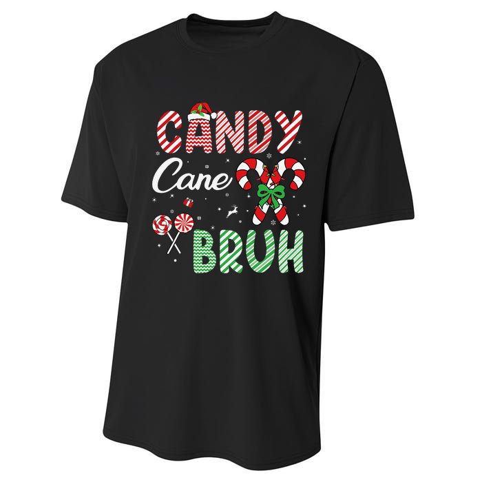 Candy Cane Bruh Funny Christmas Holiday Gift Performance Sprint T-Shirt