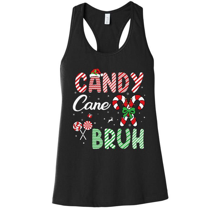 Candy Cane Bruh Funny Christmas Holiday Gift Women's Racerback Tank