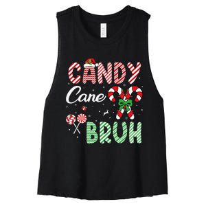 Candy Cane Bruh Funny Christmas Holiday Gift Women's Racerback Cropped Tank