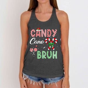 Candy Cane Bruh Funny Christmas Holiday Gift Women's Knotted Racerback Tank