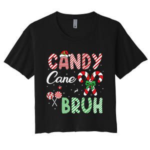 Candy Cane Bruh Funny Christmas Holiday Gift Women's Crop Top Tee