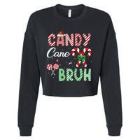 Candy Cane Bruh Funny Christmas Holiday Gift Cropped Pullover Crew