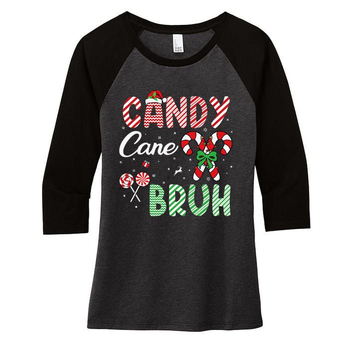 Candy Cane Bruh Funny Christmas Holiday Gift Women's Tri-Blend 3/4-Sleeve Raglan Shirt