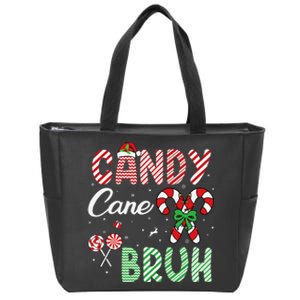 Candy Cane Bruh Funny Christmas Holiday Gift Zip Tote Bag