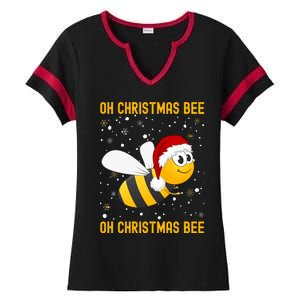 Cute Christmas Bumble Bee Oh Christmas Tree Joke Snow Scene Gift Ladies Halftime Notch Neck Tee