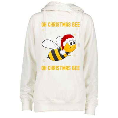 Cute Christmas Bumble Bee Oh Christmas Tree Joke Snow Scene Gift Womens Funnel Neck Pullover Hood