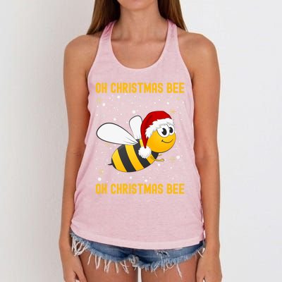 Cute Christmas Bumble Bee Oh Christmas Tree Joke Snow Scene Gift Women's Knotted Racerback Tank