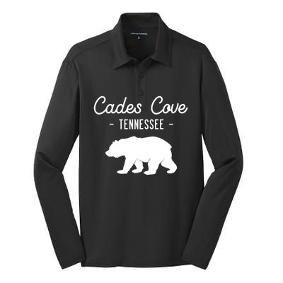 Cades Cove Bear Retro Tennessee Great Smoky Mountains Meaningful Gift Silk Touch Performance Long Sleeve Polo