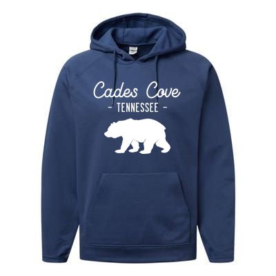 Cades Cove Bear Retro Tennessee Great Smoky Mountains Meaningful Gift Performance Fleece Hoodie