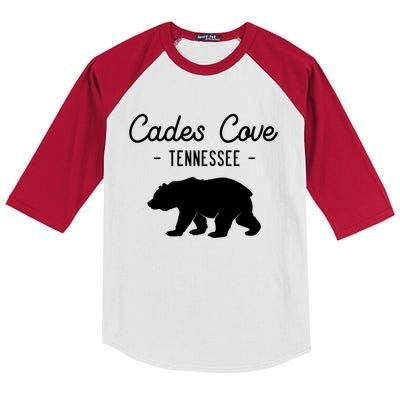 Cades Cove Bear Retro Tennessee Great Smoky Mountains Meaningful Gift Kids Colorblock Raglan Jersey