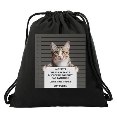 Catnip Cat Bad Cattitude Funny Cat Lover Kitten Gift Drawstring Bag