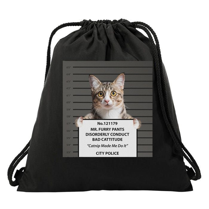 Catnip Cat Bad Cattitude Funny Cat Lover Kitten Gift Drawstring Bag