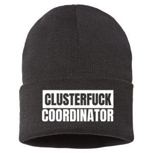 Clusterfuck Coordinator Boss Manager Dads Moms Funny Chaos Sustainable Knit Beanie