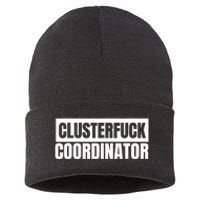 Clusterfuck Coordinator Boss Manager Dads Moms Funny Chaos Sustainable Knit Beanie