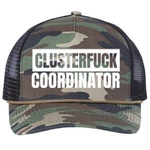 Clusterfuck Coordinator Boss Manager Dads Moms Funny Chaos Retro Rope Trucker Hat Cap