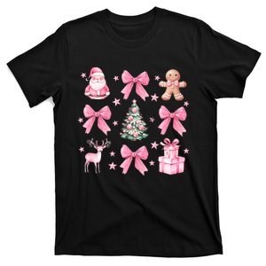 Cute Coquette Bow Christmas Tree Santa Gingerbread Xmas T-Shirt