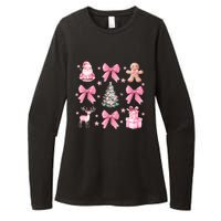 Cute Coquette Bow Christmas Tree Santa Gingerbread Xmas Womens CVC Long Sleeve Shirt