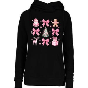 Cute Coquette Bow Christmas Tree Santa Gingerbread Xmas Womens Funnel Neck Pullover Hood