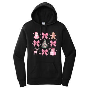 Cute Coquette Bow Christmas Tree Santa Gingerbread Xmas Women's Pullover Hoodie