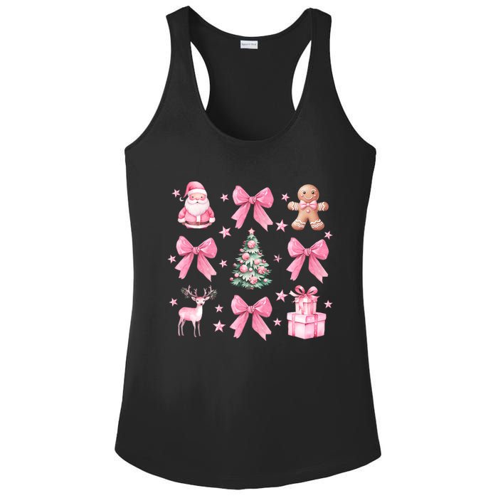 Cute Coquette Bow Christmas Tree Santa Gingerbread Xmas Ladies PosiCharge Competitor Racerback Tank