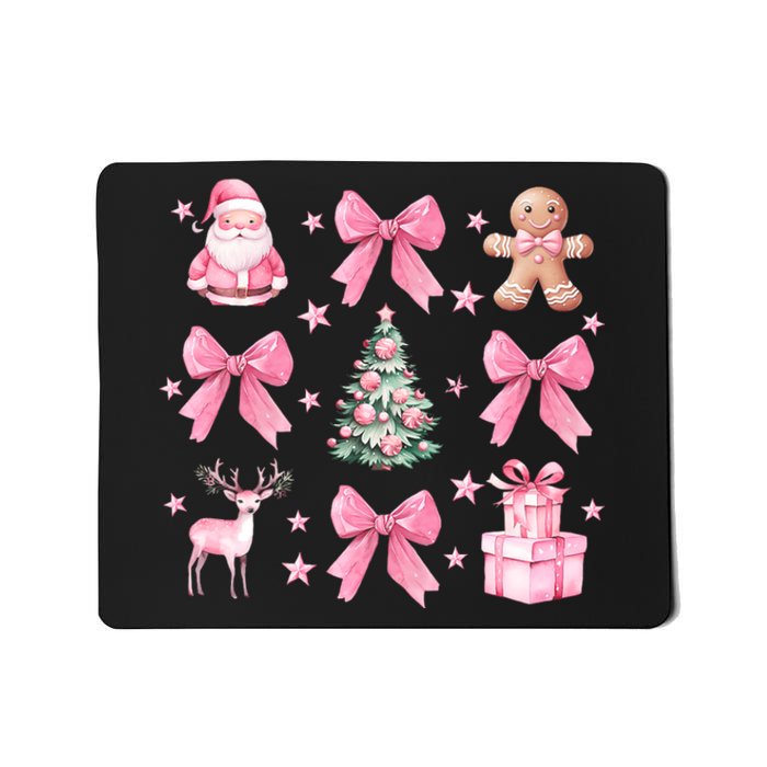 Cute Coquette Bow Christmas Tree Santa Gingerbread Xmas Mousepad