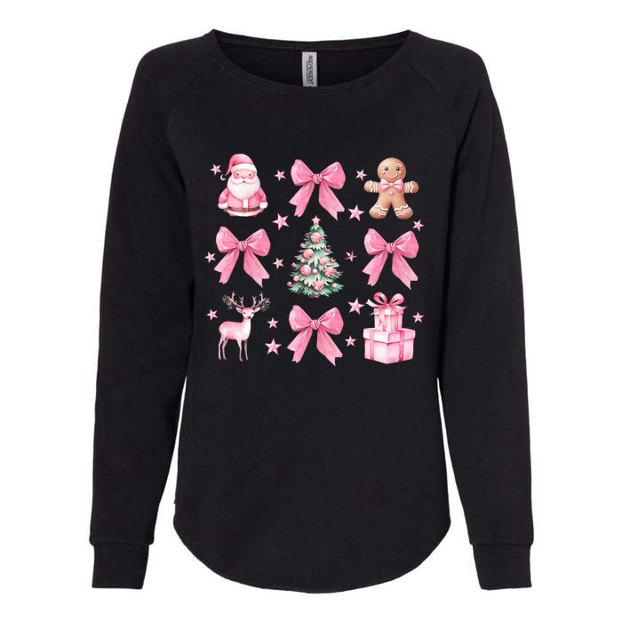 Cute Coquette Bow Christmas Tree Santa Gingerbread Xmas Womens California Wash Sweatshirt