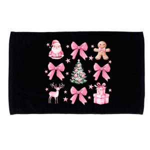 Cute Coquette Bow Christmas Tree Santa Gingerbread Xmas Microfiber Hand Towel