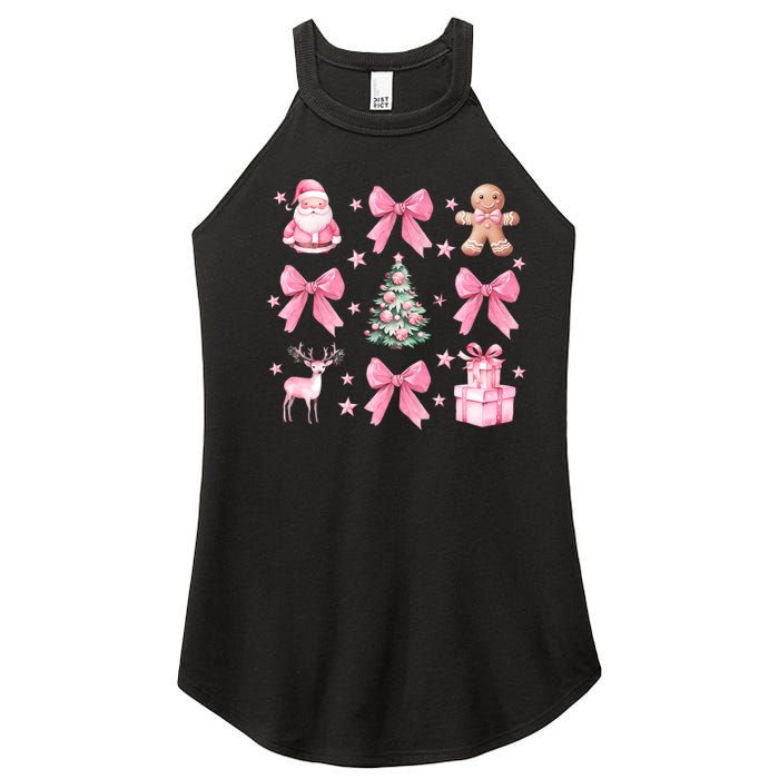 Cute Coquette Bow Christmas Tree Santa Gingerbread Xmas Women's Perfect Tri Rocker Tank