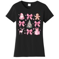 Cute Coquette Bow Christmas Tree Santa Gingerbread Xmas Women's T-Shirt