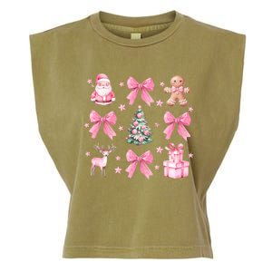 Cute Coquette Bow Christmas Tree Santa Gingerbread Xmas Garment-Dyed Women's Muscle Tee