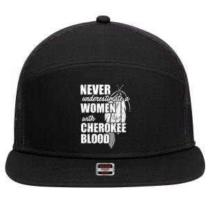 Cool Cherokee Blood Women Funny Native American Gift For Her 7 Panel Mesh Trucker Snapback Hat