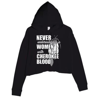 Cool Cherokee Blood Women Funny Native American Gift For Her Crop Fleece Hoodie