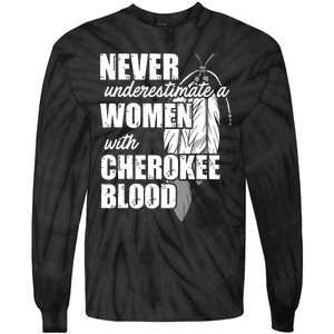 Cool Cherokee Blood Women Funny Native American Gift For Her Tie-Dye Long Sleeve Shirt