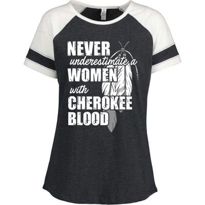 Cool Cherokee Blood Women Funny Native American Gift For Her Enza Ladies Jersey Colorblock Tee