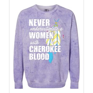 Cool Cherokee Blood Women Funny Native American Gift For Her Colorblast Crewneck Sweatshirt