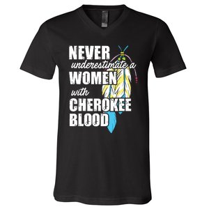 Cool Cherokee Blood Women Funny Native American Gift For Her V-Neck T-Shirt