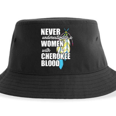 Cool Cherokee Blood Women Funny Native American Gift For Her Sustainable Bucket Hat