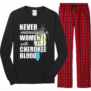 Cool Cherokee Blood Women Funny Native American Gift For Her Long Sleeve Pajama Set