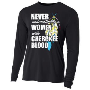 Cool Cherokee Blood Women Funny Native American Gift For Her Cooling Performance Long Sleeve Crew