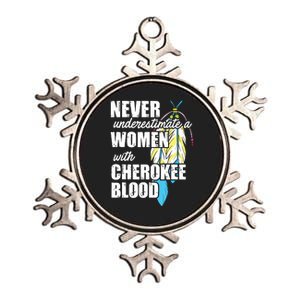 Cool Cherokee Blood Women Funny Native American Gift For Her Metallic Star Ornament