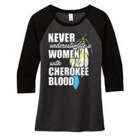 Cool Cherokee Blood Women Funny Native American Gift For Her Women's Tri-Blend 3/4-Sleeve Raglan Shirt