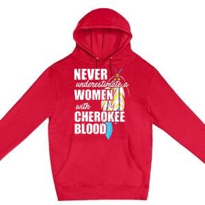 Cool Cherokee Blood Women Funny Native American Gift For Her Premium Pullover Hoodie