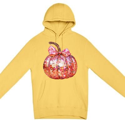 Cute Coquette Bow Disco Pumpkin Fall Autumn Funny Halloween Premium Pullover Hoodie