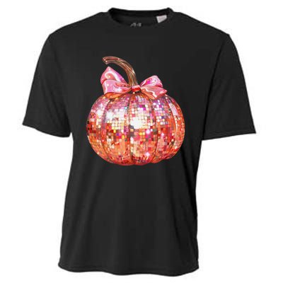 Cute Coquette Bow Disco Pumpkin Fall Autumn Funny Halloween Cooling Performance Crew T-Shirt