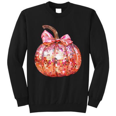 Cute Coquette Bow Disco Pumpkin Fall Autumn Funny Halloween Sweatshirt